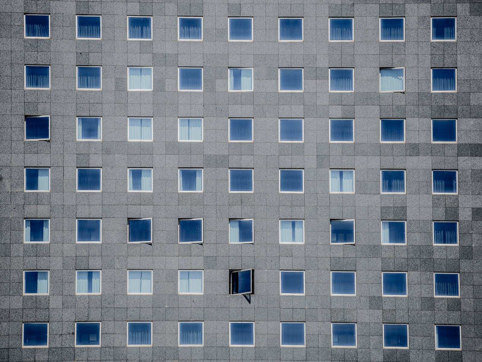 Rows of windows on a large institutional building